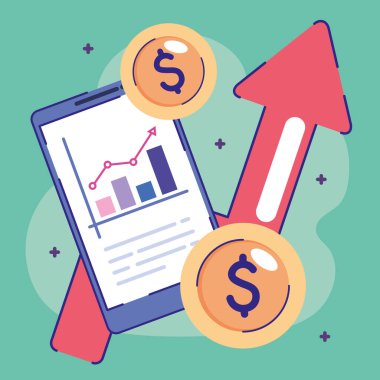 akıllı telefon ve para gelir simgeleri