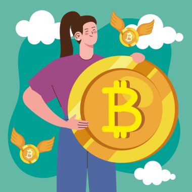 Uçan ikonlarıyla uçan kadın.