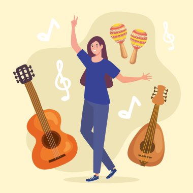 Enstrüman sahnesiyle dans eden kadın