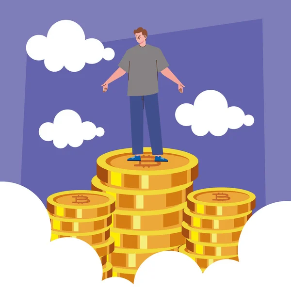 Man Coins Money Character — Stock Vector
