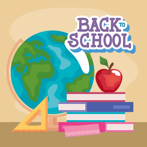 Back School Lettering Supplies Poster — Stock Vector