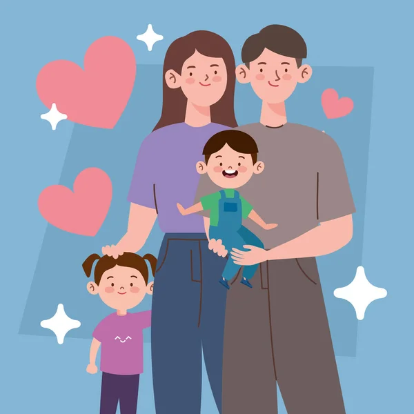 Kalpli Koreli Bir Aile — Stok Vektör