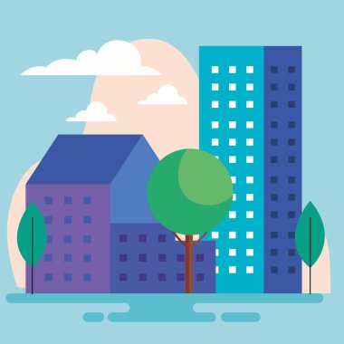 binalar ve ağaçlar sahnesi