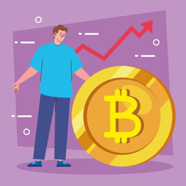Bitcoin simgeli insan ve ok