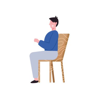 Sandalyede oturan Koreli adam.