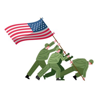 ABD bayrağı taşıyan askerler