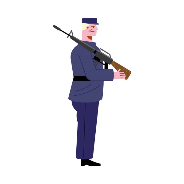 Veterano Masculino Com Caráter Rifle —  Vetores de Stock