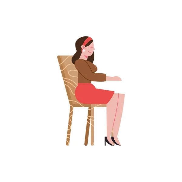 Coréenne Femme Assise Dans Caractère Chaise — Image vectorielle