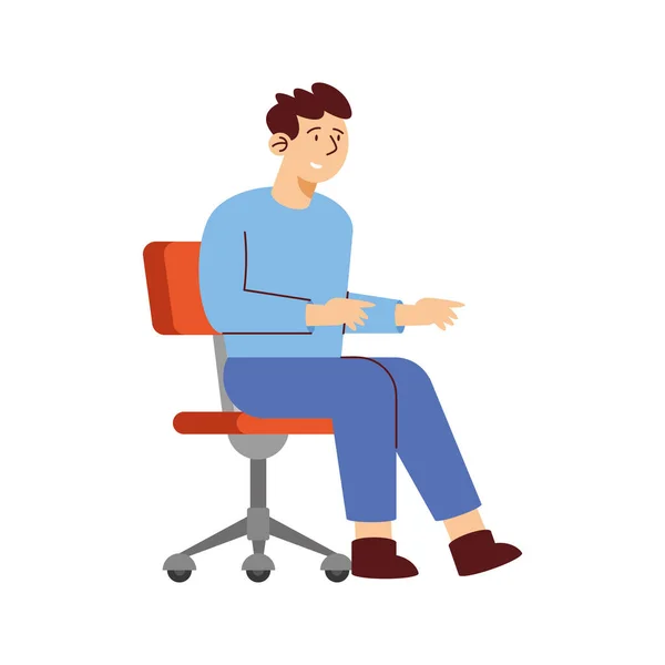 Muž Sedící Kancelářské Židli Charakter — Stockový vektor