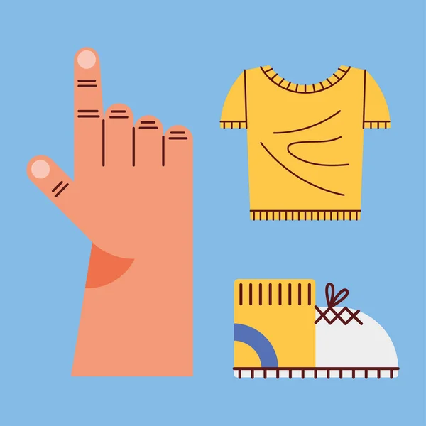 Hand Index Clothes Icons — Stock Vector