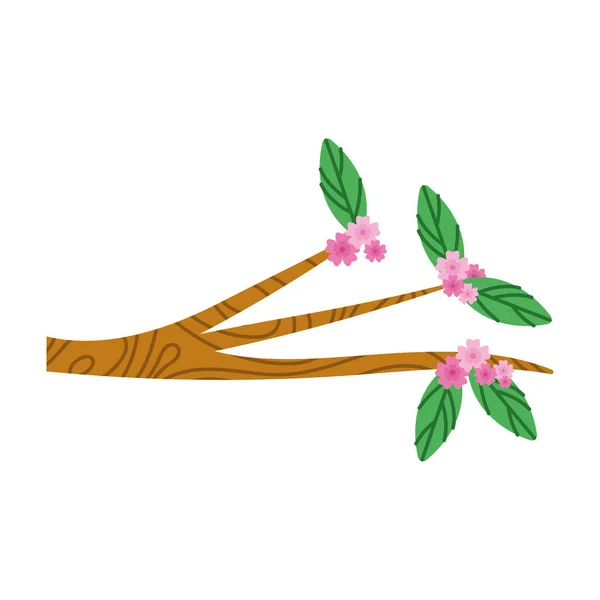 Branch Pink Flowers Icon — Vector de stock