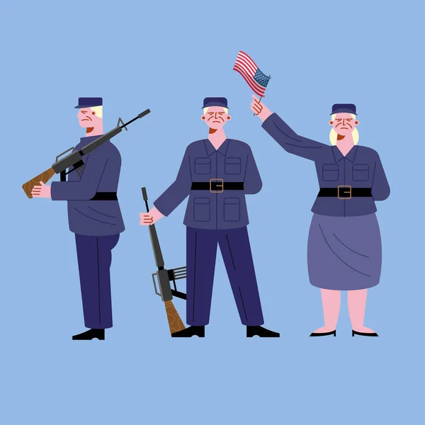 Old Military Veterans Group Characters — Stock Vector