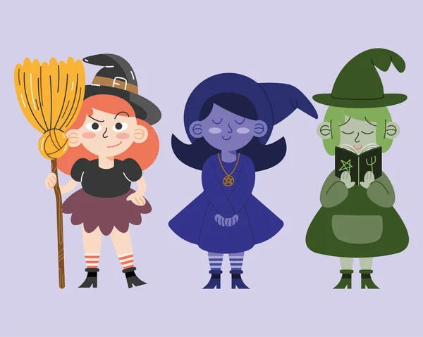 Комиксы Трёх Ведьмах Хэллоуина — стоковый вектор