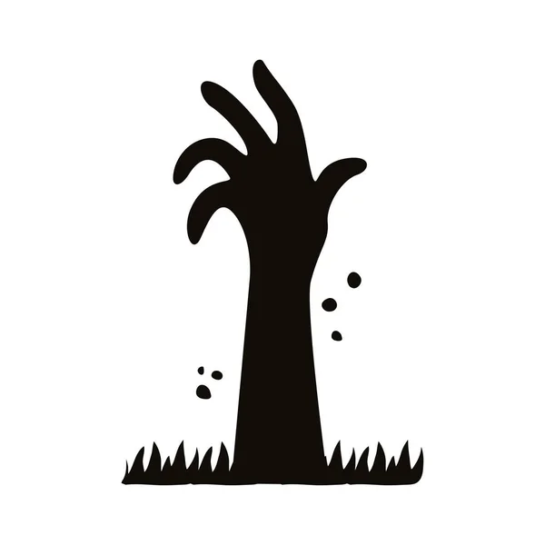 Halloween Zombie Hand Silhouette Symbol — Stockvektor