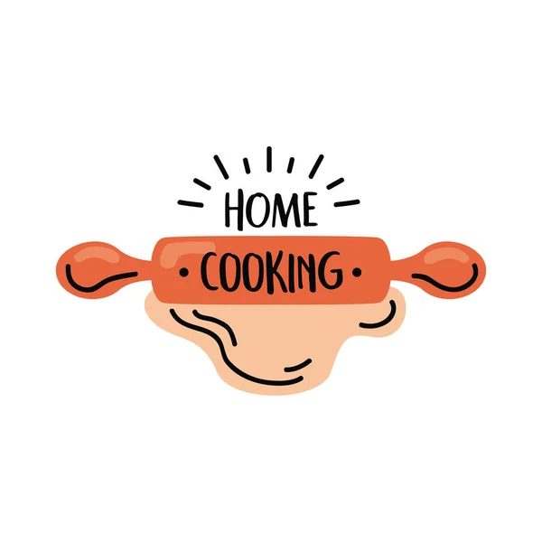 Home Cooking Lettering Roll — Stock Vector