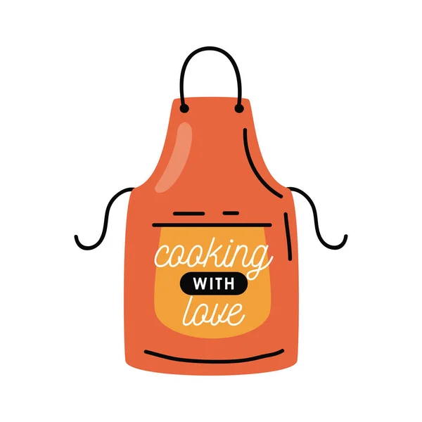 Cooking Love Lettering Apron — Stock Vector