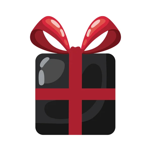 Regalo Icono Negro Rojo — Vector de stock