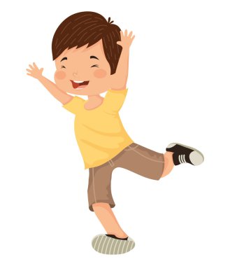 Küçük çocuk mutlu bir karakteri yönetiyor