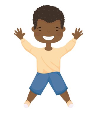 Afro küçük çocuk gülümseyen karakter