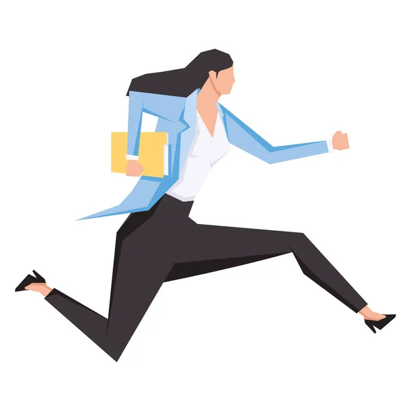 Businesswoman Running Folder Character — Stock Vector