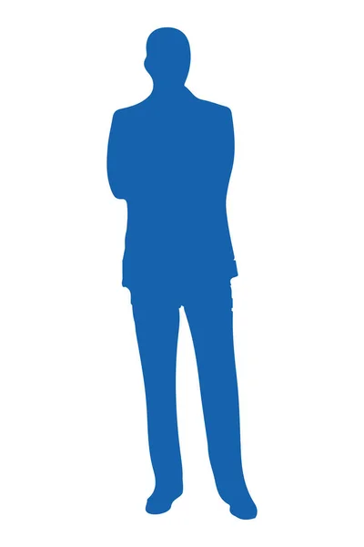 Businessman Standing Silhouette Style Character — Stock Vector