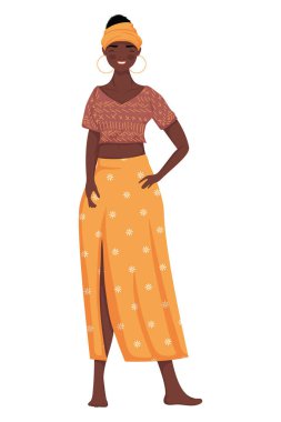 young afro woman standing character