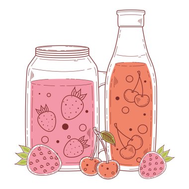 Çilek ve kiraz arınma içecekleri.