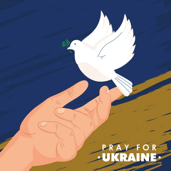 Imádkozni Ukrajnai Plakát Galamb — Stock Vector