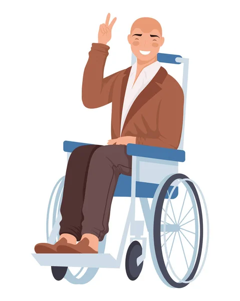 Homme Handicapé Fauteuil Roulant Caractère — Image vectorielle