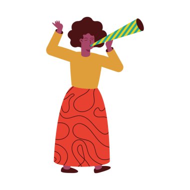 Mutlu afro kadın karakteri kutluyor