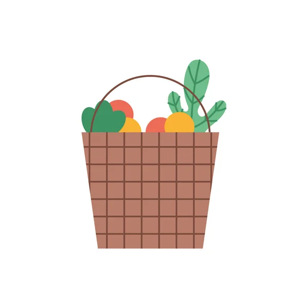 装有蔬菜图标的购物篮 — 图库矢量图片