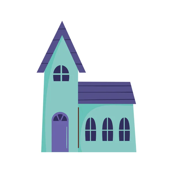 Blue House Front Facade Icon — Vector de stock