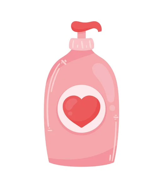 Jabón Botella Con Icono Del Corazón — Vector de stock