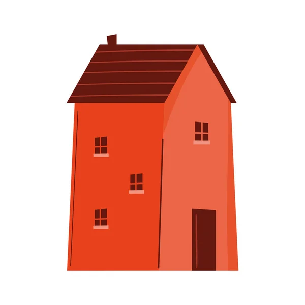 赤い建物の正面のアイコン — ストックベクタ