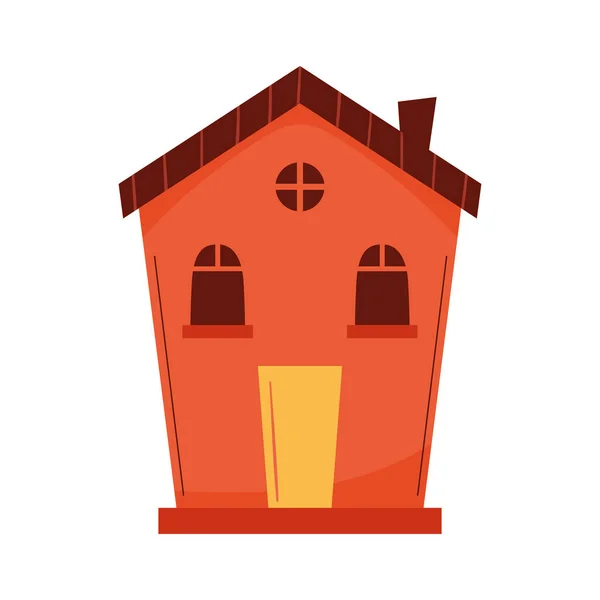 Orange House Front Facade Icon — 스톡 벡터