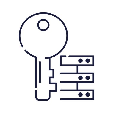 sunucu ve anahtar siber güvenlik simgesi