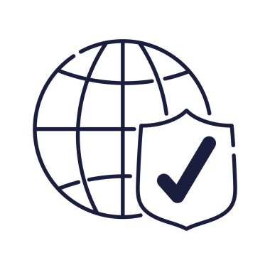 Kalkan siber güvenlik simgesine sahip tarayıcı