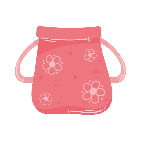 ピンクの花のアイコン入りバッグ — ストックベクタ