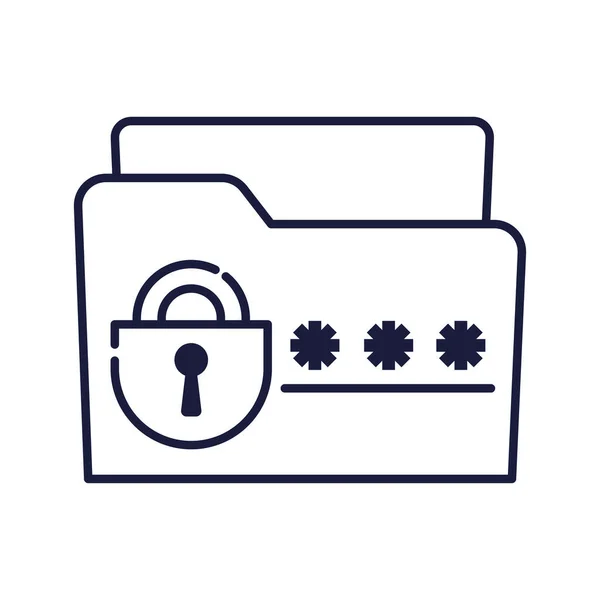 Ordner Und Passwort Cyber Sicherheitssymbol — Stockvektor