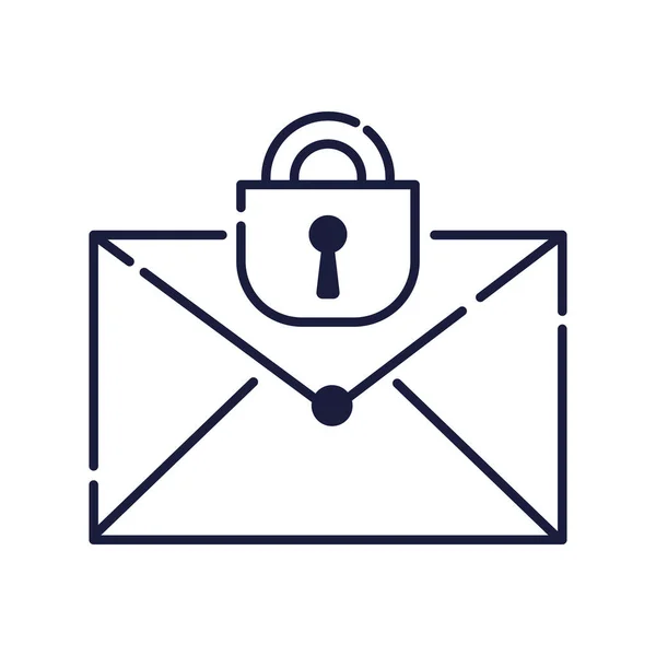 Envelop Mail Met Hangslot Cyber Security — Stockvector
