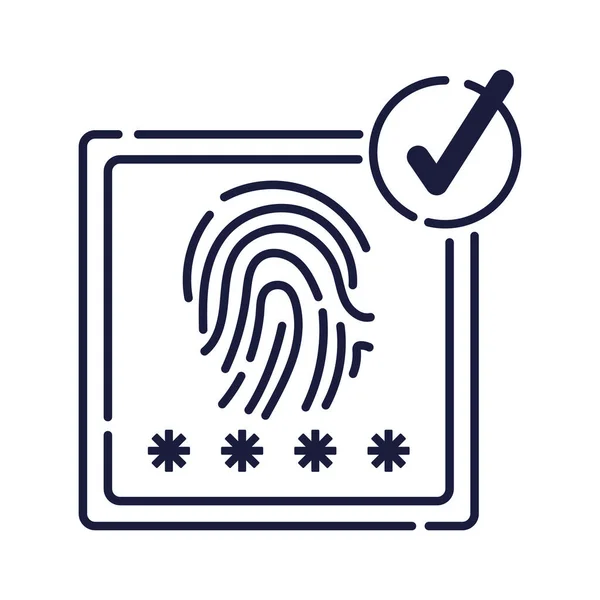 指紋とパスワードサイバーセキュリティアイコン — ストックベクタ