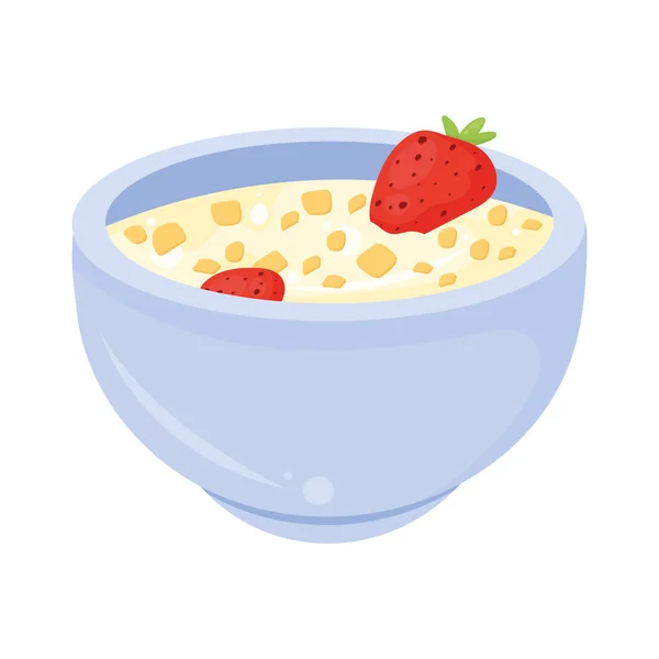 Leche Con Cereales Desayuno Fresas — Archivo Imágenes Vectoriales