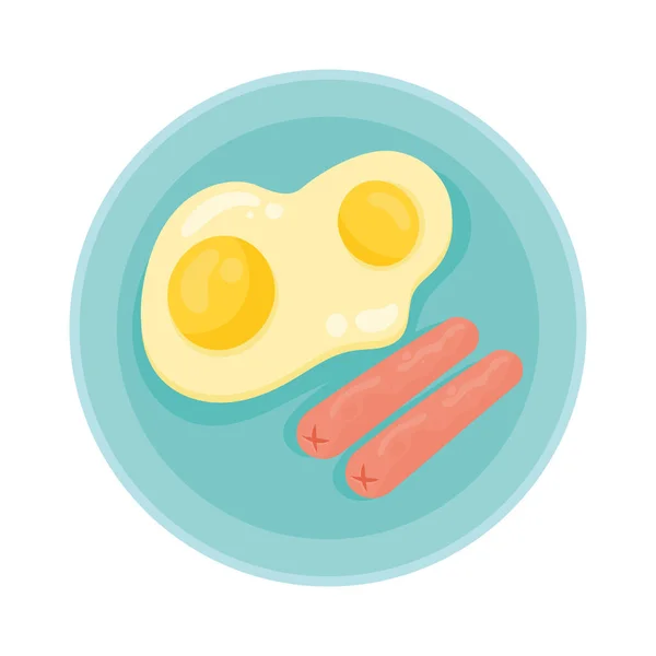 Αυγά Frieds Και Λουκάνικα Πρωινό — Διανυσματικό Αρχείο