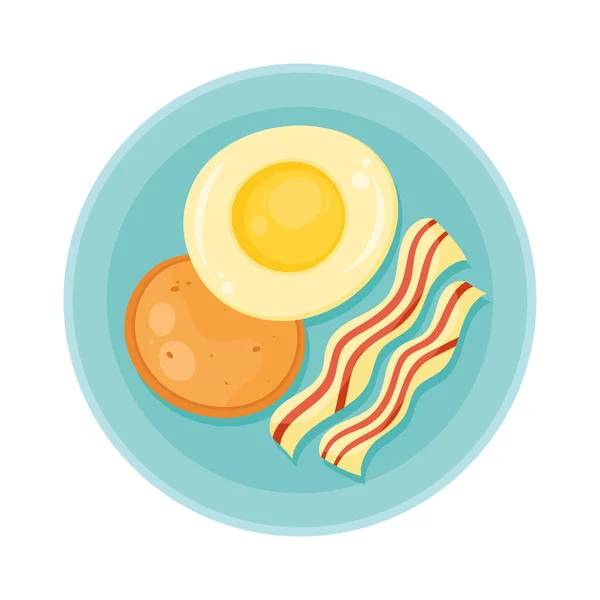 Huevo Frito Con Tocino Desayuno — Vector de stock