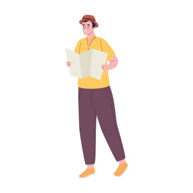 Harita karakterli genç gezgin