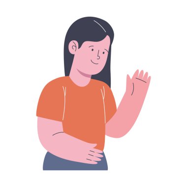 Mutlu karakteri kurtaran genç bir kadın.