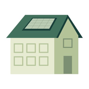 Güneş paneli simgesi olan yeşil ev