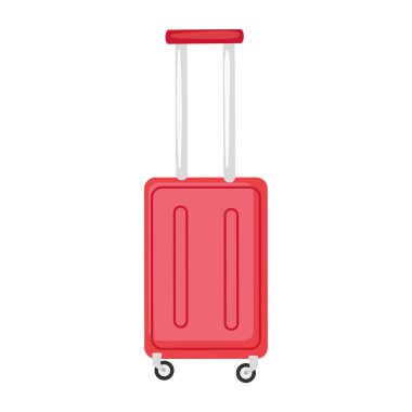 Tekerlek simgesi olan kırmızı bavul