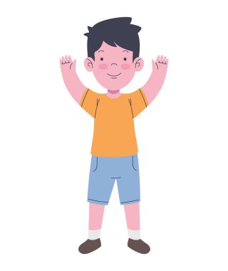 Mutlu küçük çocuk karakteri kutluyor