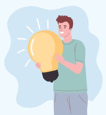 Adam ampul ışığı karakteri kaldırıyor